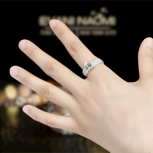14K White Gold 2.0 Ct Emerald Cut Diamond Bridal Set-Evani Jewelry