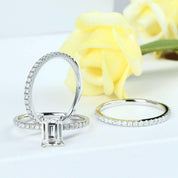 14K White Gold 2.0 Ct Emerald Cut Diamond Bridal Set-Evani Naomi Jewelry