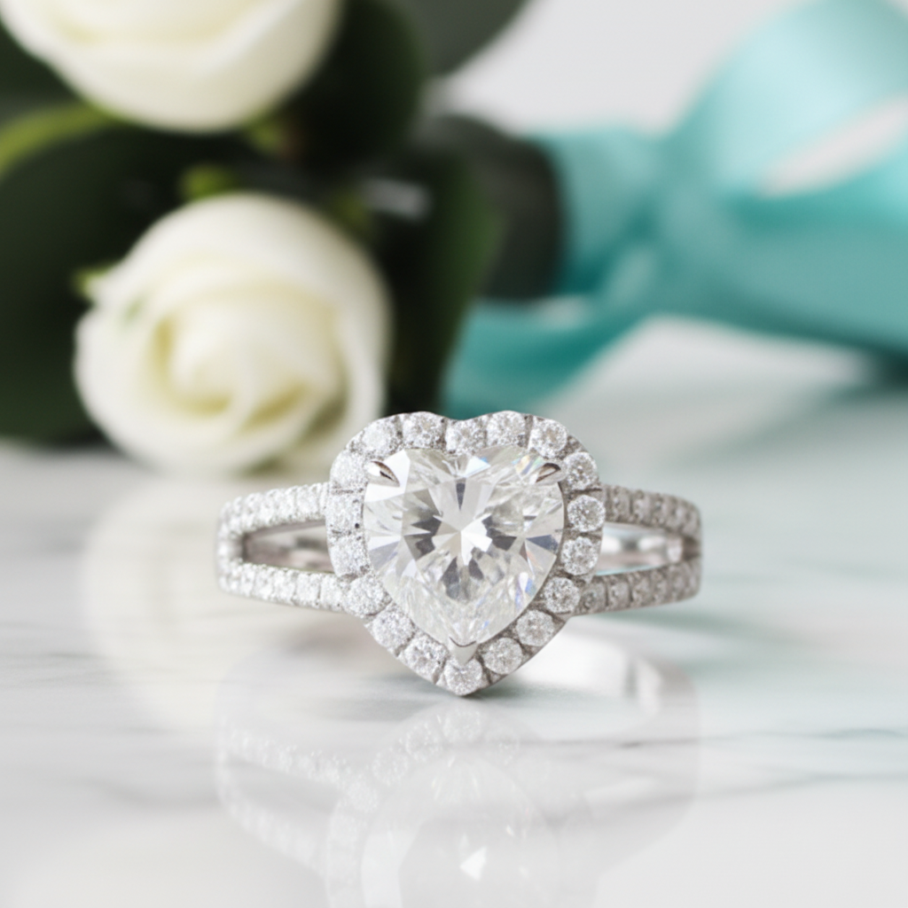 14K White Gold 2.0 Ct Heart Shaped Diamond Engagement Ring-Evani Jewelry