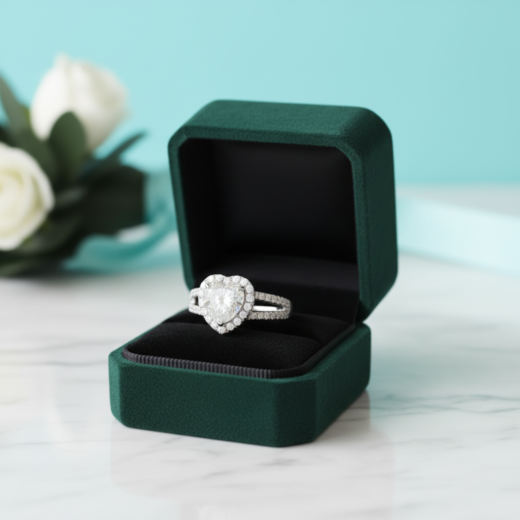 14K White Gold 2.0 Ct Heart Shaped Diamond Option Engagement Ring - Evani Naomi Jewelry