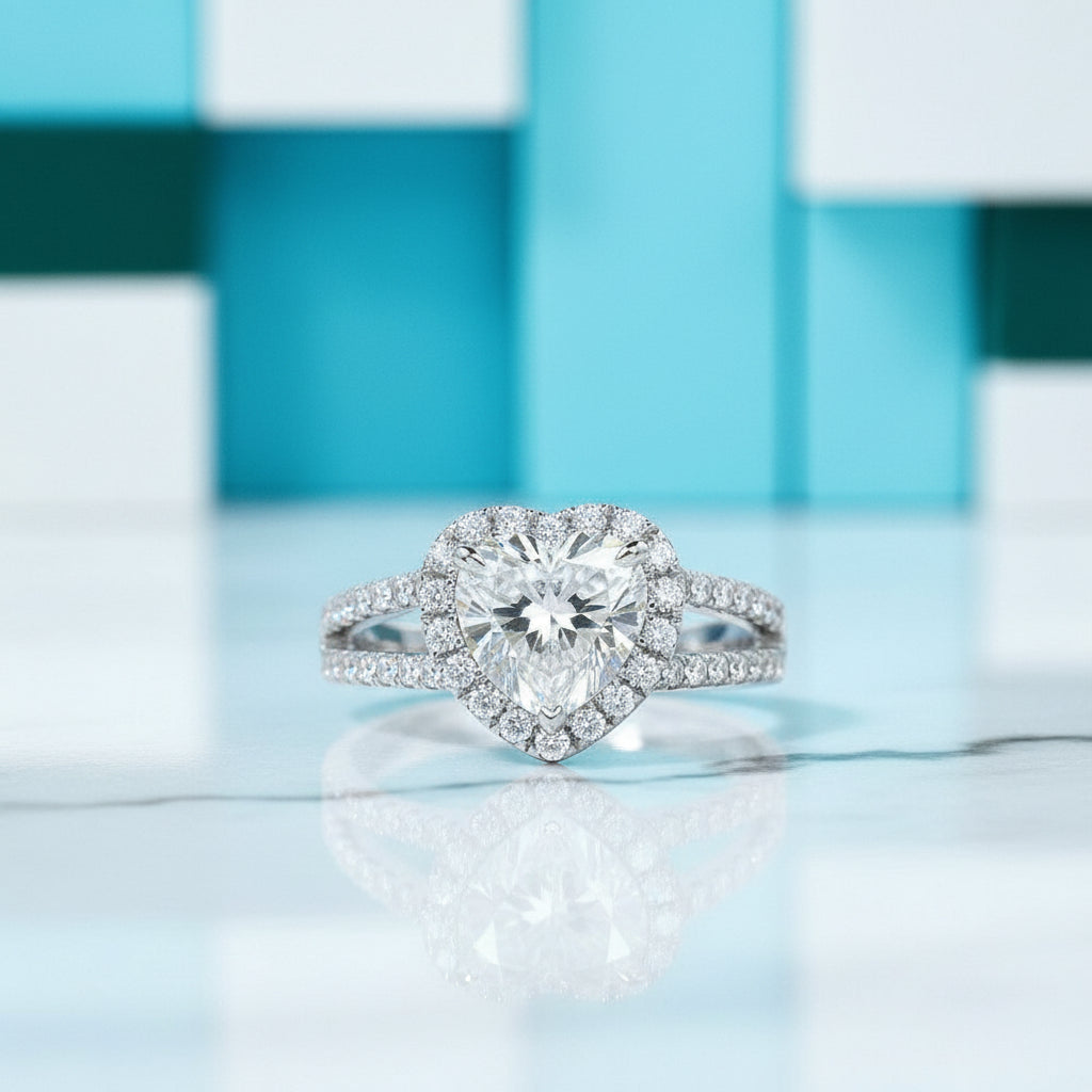14K White Gold 2.0 Ct Heart Shaped Diamond Engagement Ring-Evani Jewelry
