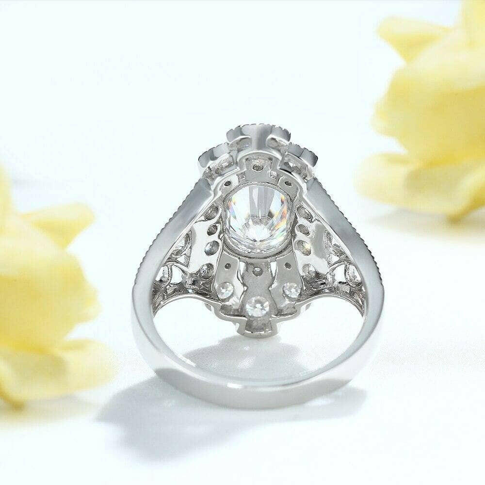 14K White Gold 2.0 Ct Oval Cut Diamond Halo Engagement Ring-Evani Naomi Jewelry