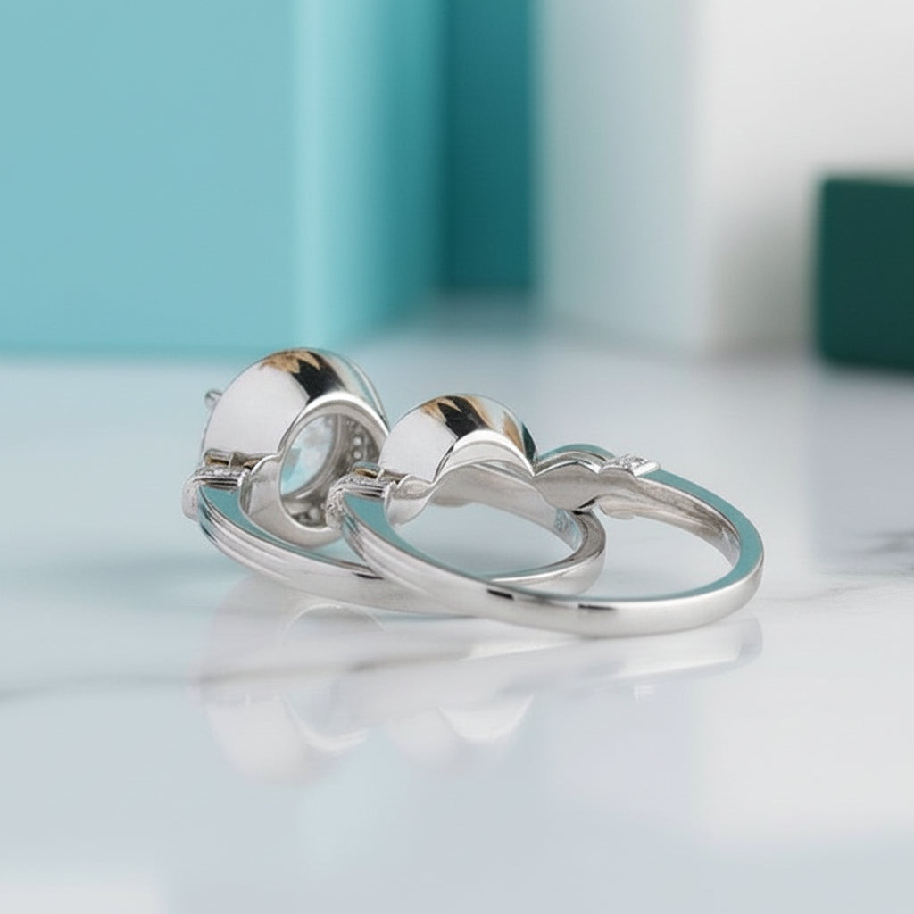 14K White Gold 2.0 Ct Round Diamond Engagement Ring Set-Evani Jewelry