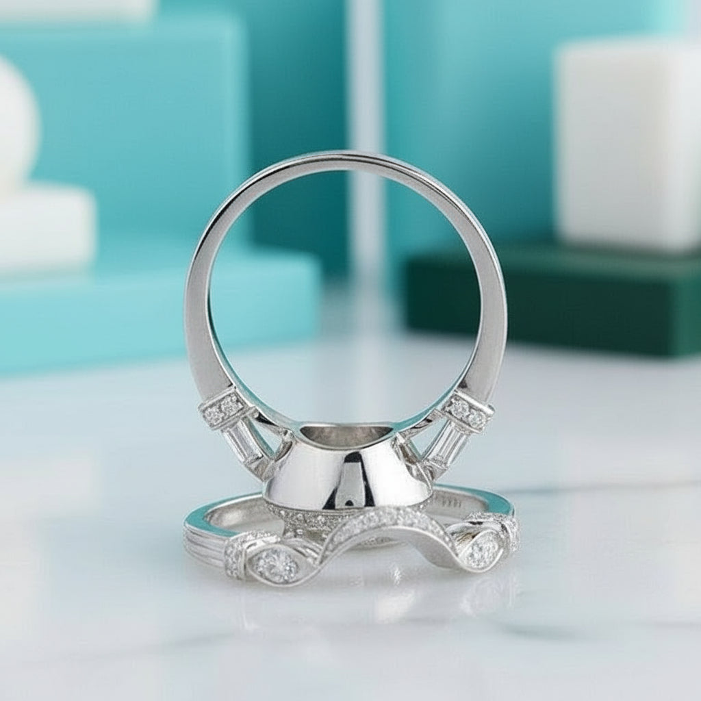 14K White Gold 2.0 Ct Round Diamond Engagement Ring Set-Evani Jewelry