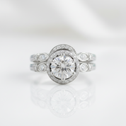 14K White Gold 2.0 Ct Round Diamond OptionEngagement Ring Set - Evani Naomi Jewelry