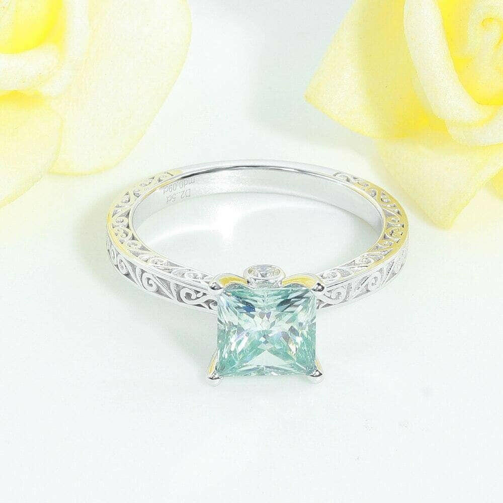 14K White Gold 2.5 Ct Blue Princess Cut Engagement Ring-Evani Jewelry