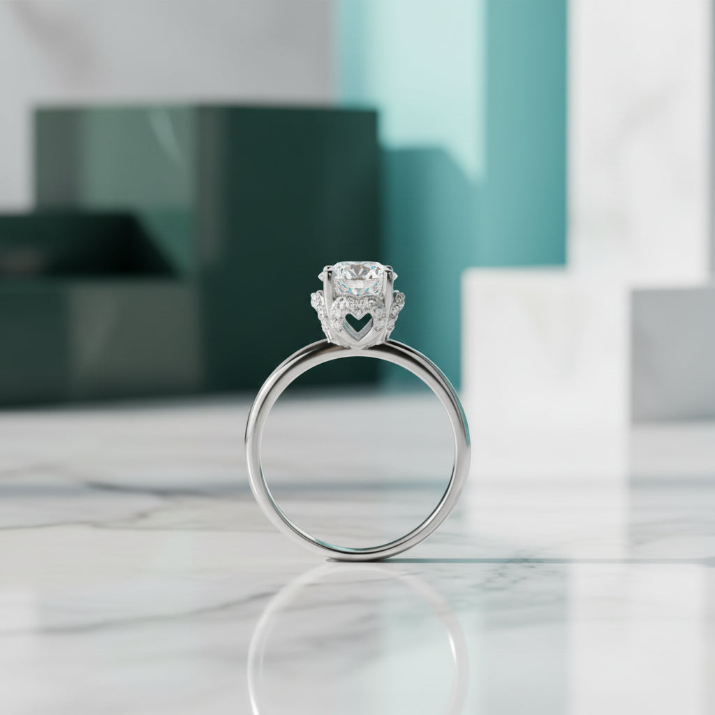14K White Gold Diamond Engagement Ring-Evani Jewelry
