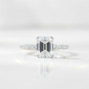 14K White Gold Emerald Cut Diamond OptionEngagement Ring - Evani Naomi Jewelry
