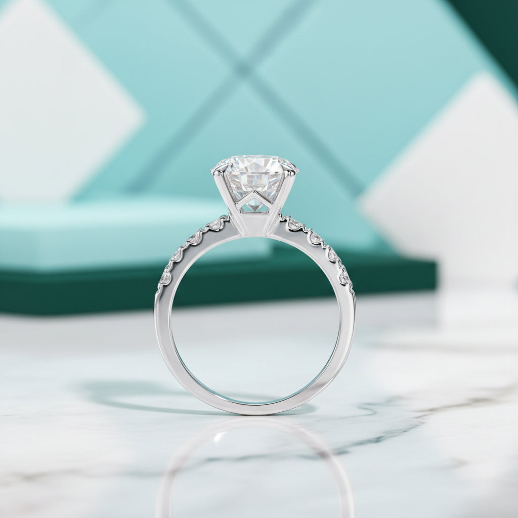 14K White Gold Engagement Ring with 3.0 Ct Diamond-Evani Jewelry