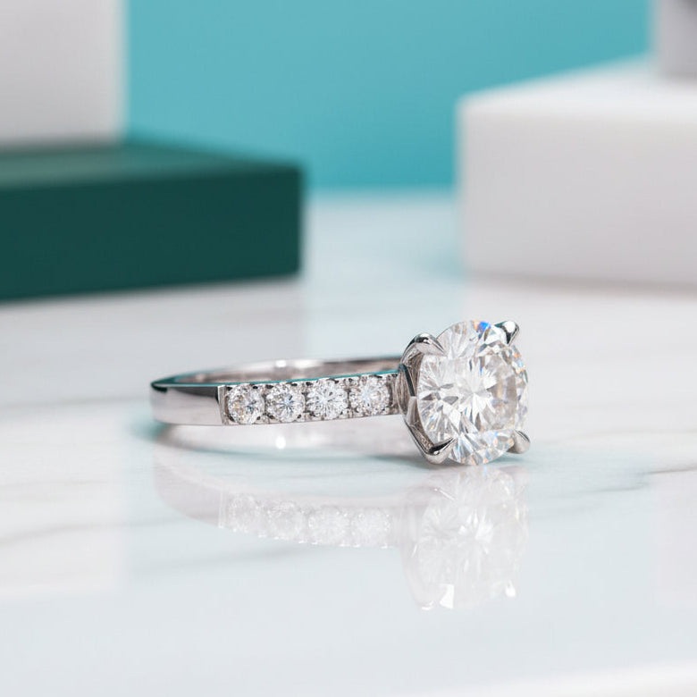 14K White Gold Engagement Ring with 3.0 Ct Diamond-Evani Jewelry
