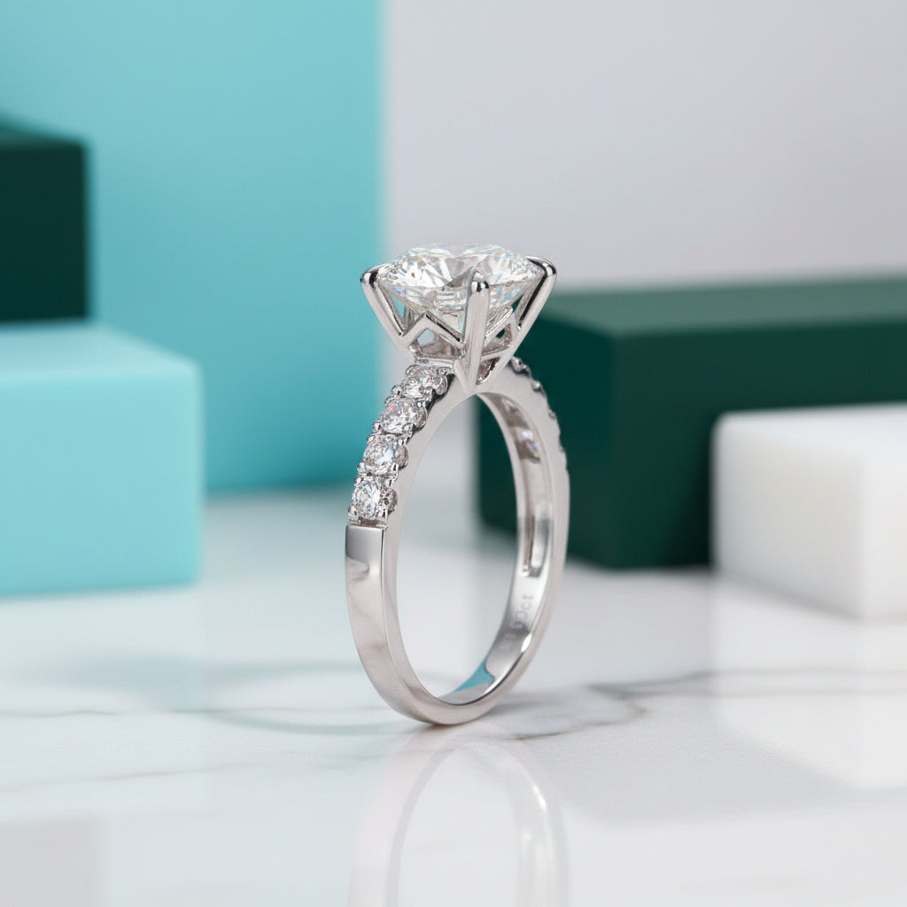 14K White Gold Engagement Ring with 3.0 Ct Diamond-Evani Jewelry