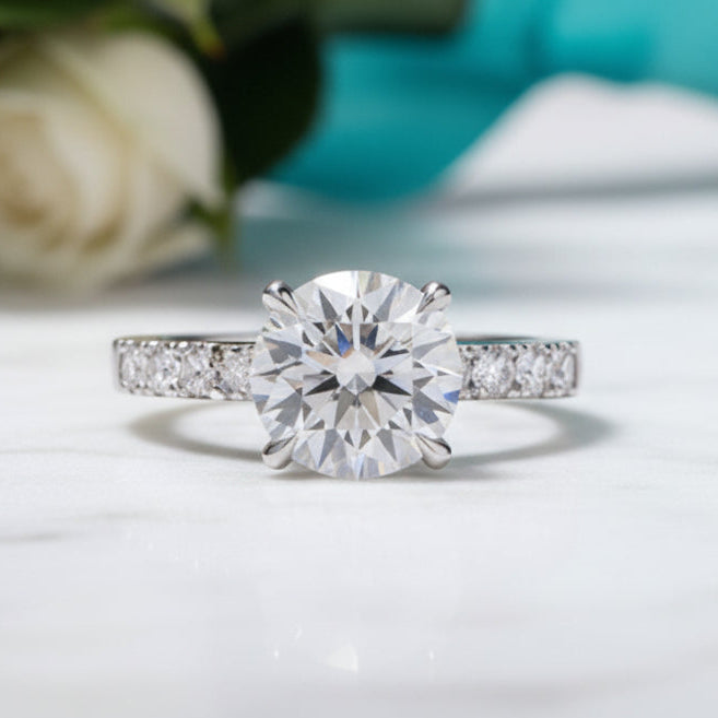 14K White Gold Engagement Ring with 3.0 Ct Diamond-Evani Jewelry