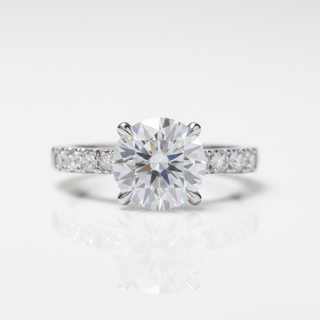 14K White Gold Engagement Ring with 3.0 Ct Diamond