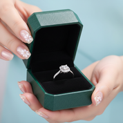 14K White Gold Princess Cut Halo Diamond OptionEngagement Ring - Evani Naomi Jewelry