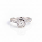 14K White Gold Princess Cut Halo Diamond OptionEngagement Ring - Evani Naomi Jewelry