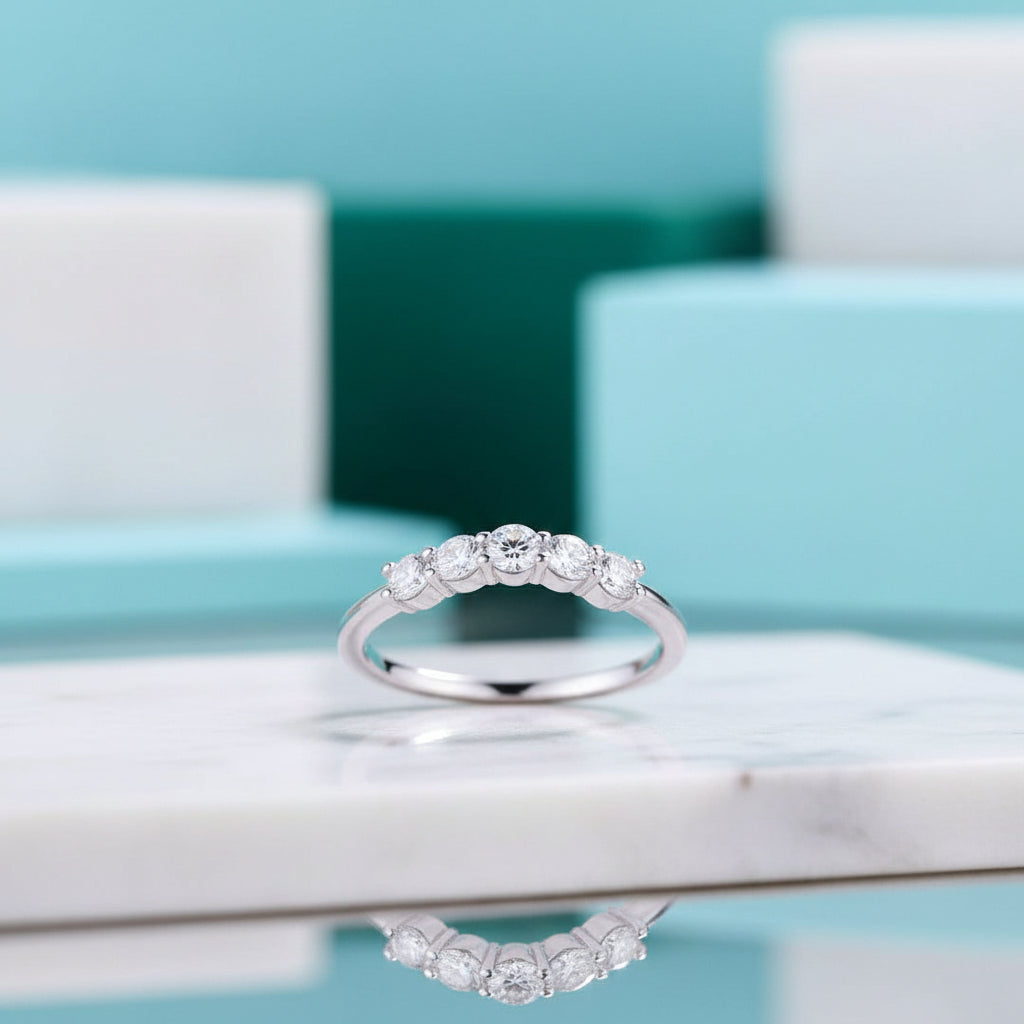 14K White Gold Round Cut Diamond Classic Wedding Band-Evani Jewelry