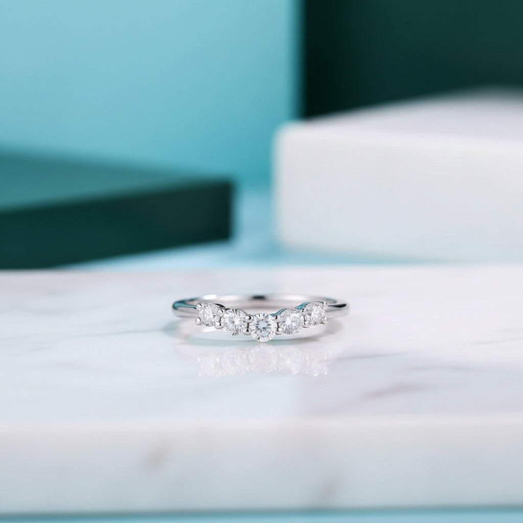 14K White Gold Round Cut Diamond Classic Wedding Band-Evani Jewelry