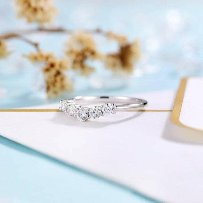14K White Gold Round Cut Diamond Classic Wedding Band-Evani Naomi Jewelry