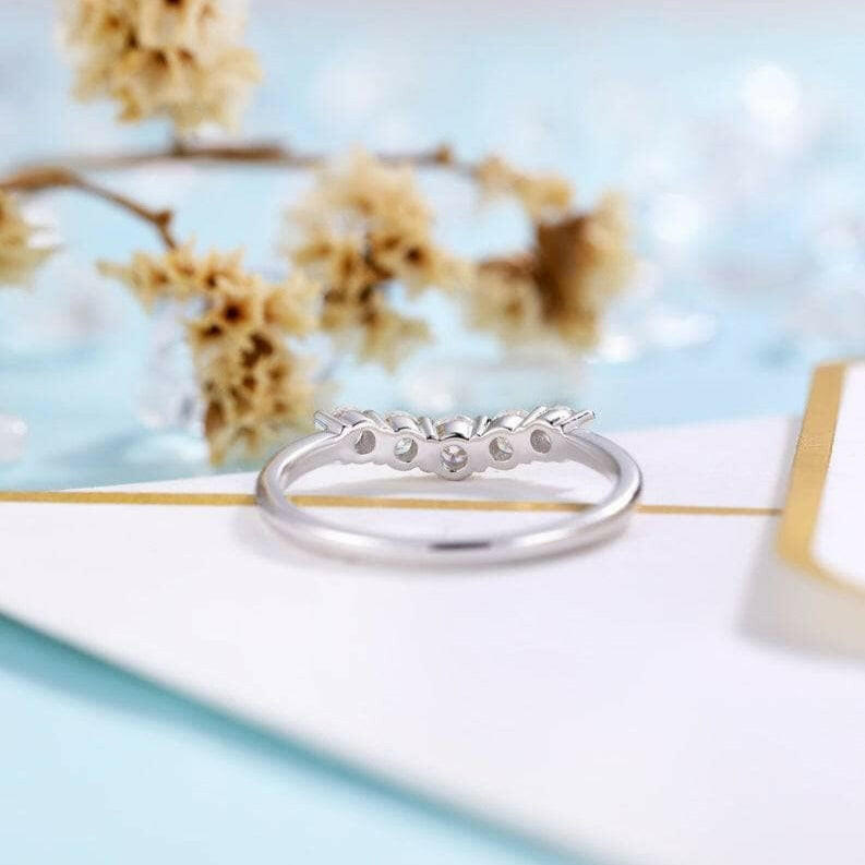 14K White Gold Round Cut Diamond Classic Wedding Band-Evani Naomi Jewelry