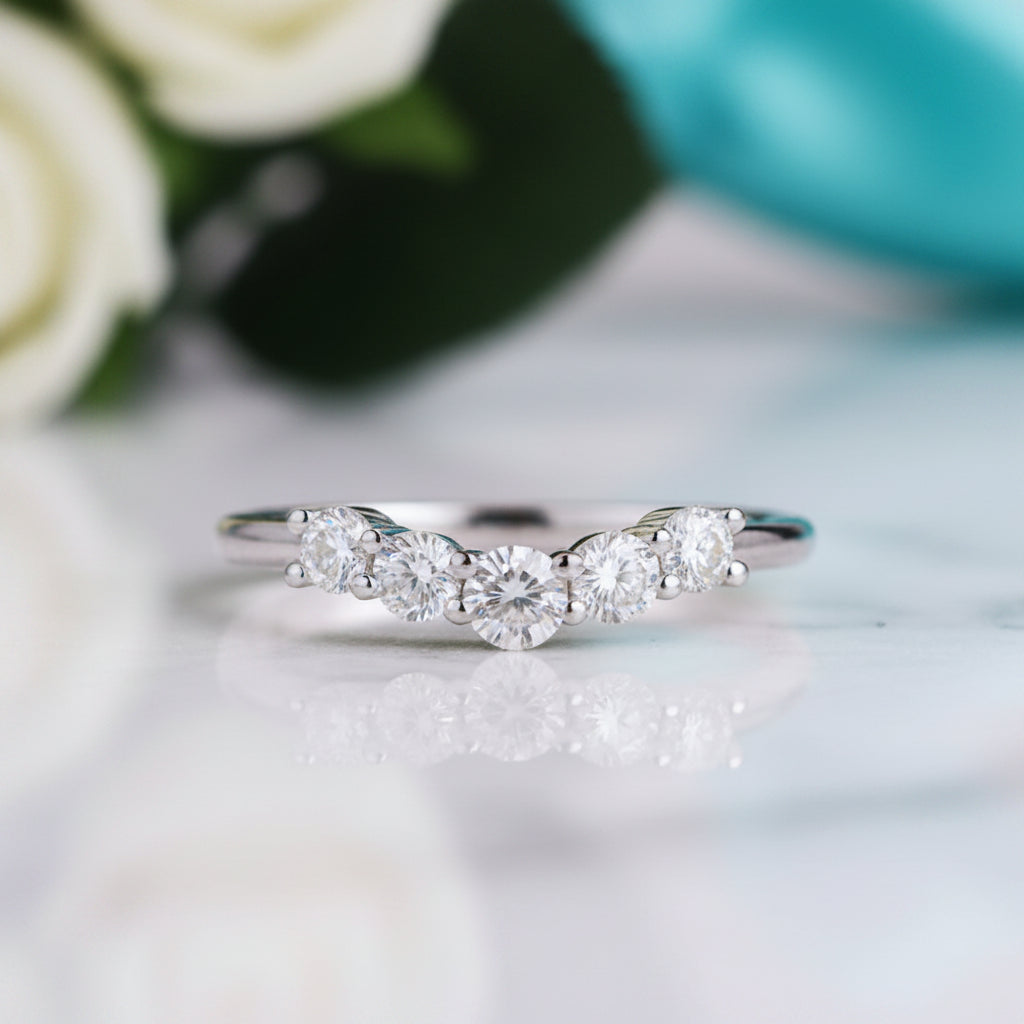 14K White Gold Round Cut Diamond Classic Wedding Band-Evani Jewelry