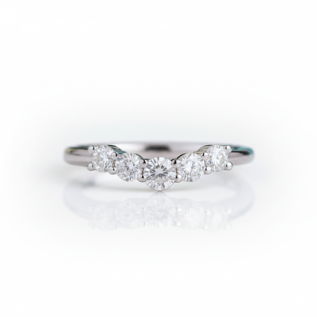 14K White Gold Round Cut Diamond Option Classic Wedding Band - Evani Naomi Jewelry