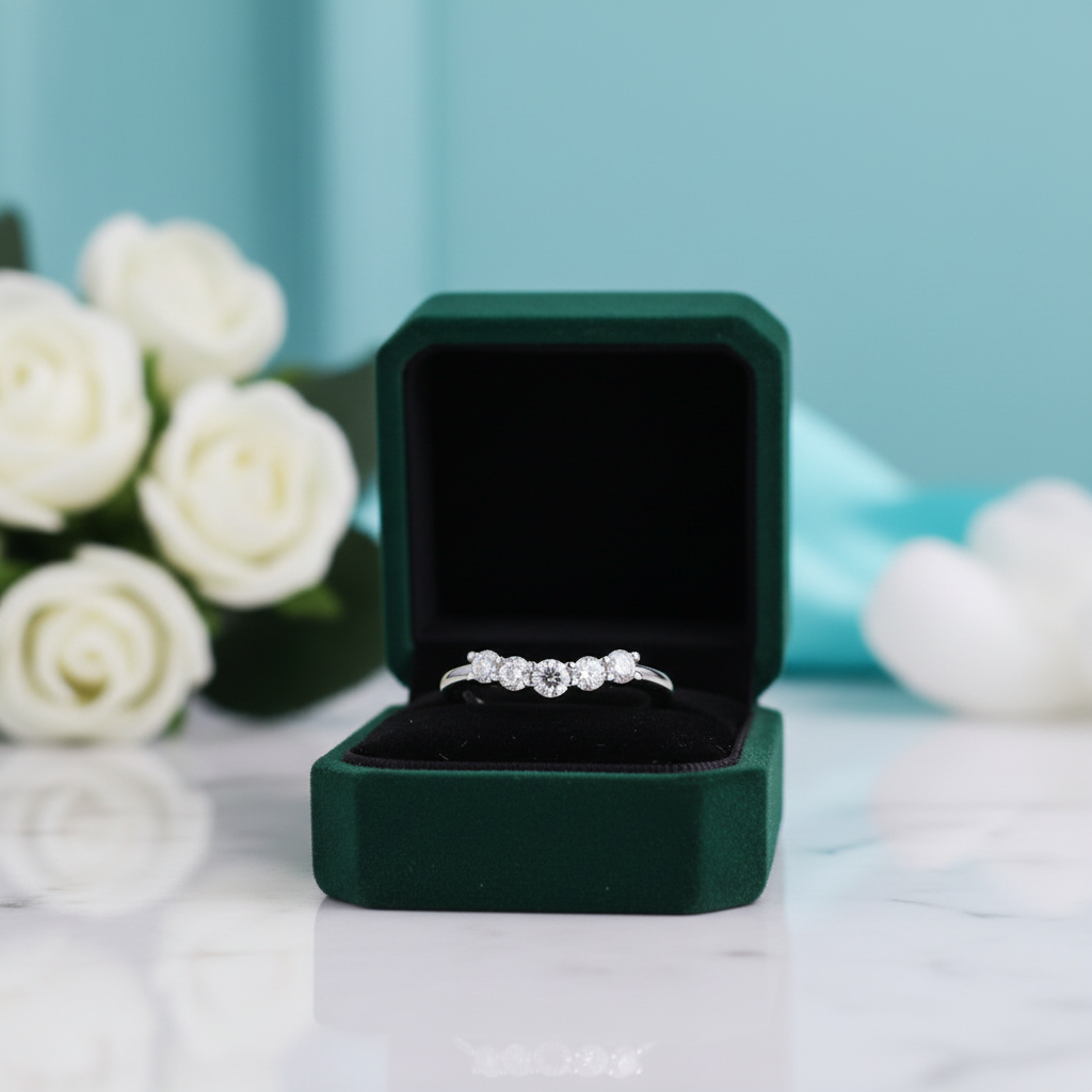 14K White Gold Round Cut Diamond Option Classic Wedding Band - Evani Naomi Jewelry