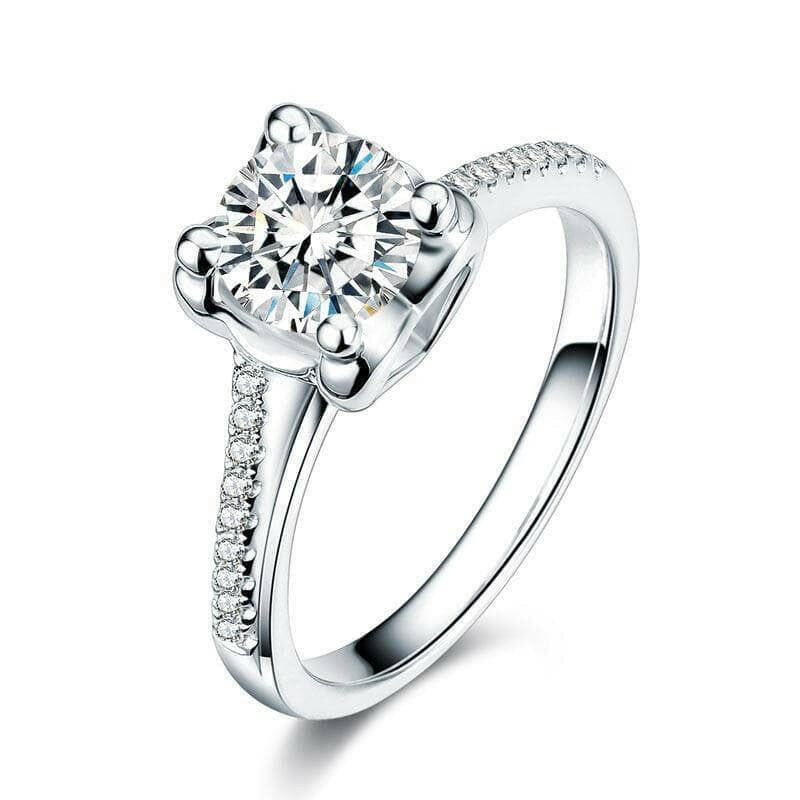 14K White Gold Round Cut Diamond Engagement Ring-Evani Jewelry