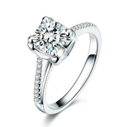 14K White Gold Round Cut Diamond Engagement Ring-Evani Naomi Jewelry
