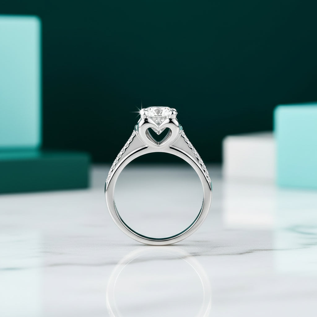 14K White Gold Round Cut Diamond Engagement Ring-Evani Jewelry