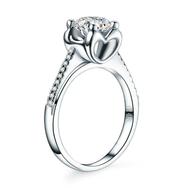 14K White Gold Round Cut Diamond Engagement Ring-Evani Naomi Jewelry