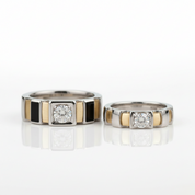 14K White & Yellow Gold Round Cut Diamond Option Engagement Ring - Evani Naomi Jewelry