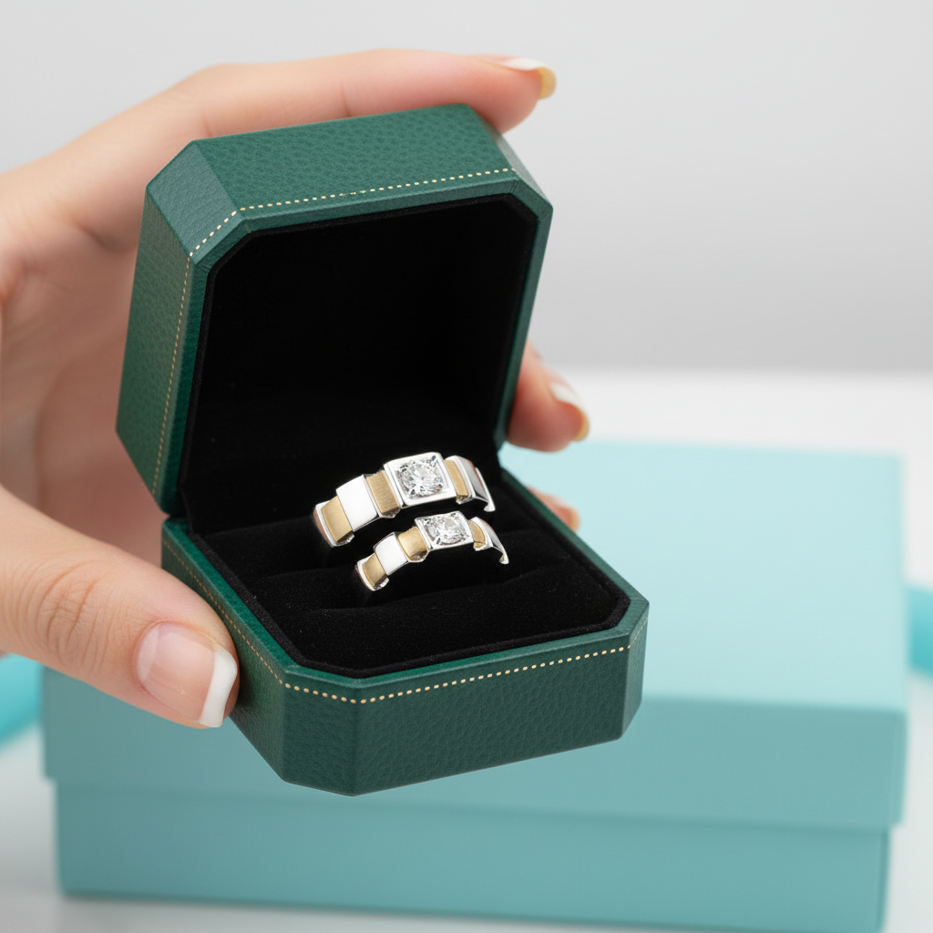 14K White & Yellow Gold Round Cut Diamond Option Engagement Ring - Evani Naomi Jewelry