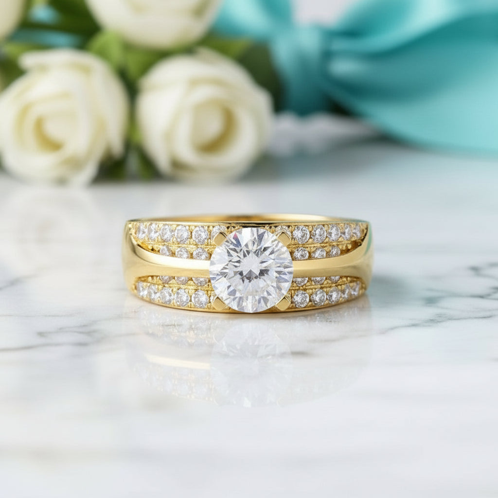 14K Yellow Gold 1.0 Ct Diamond Engagement Ring-Evani Jewelry