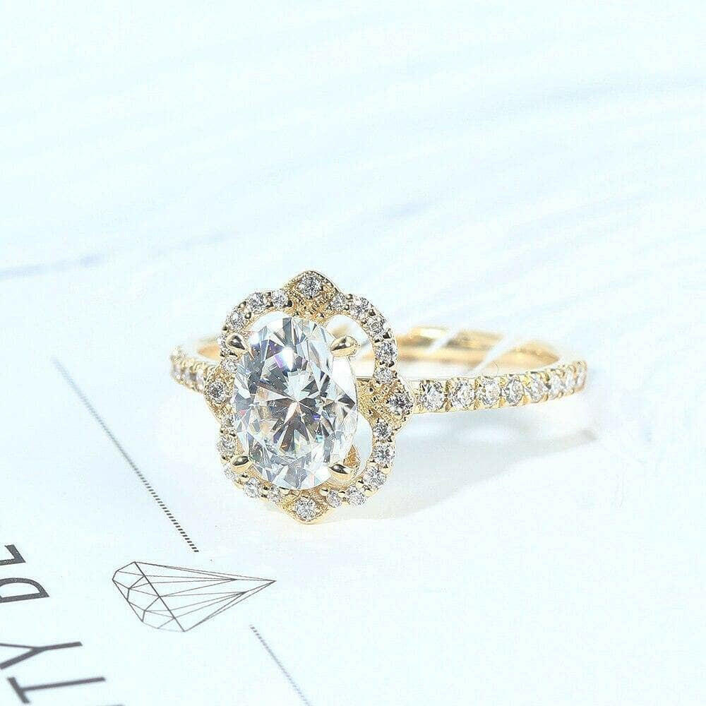 14K Yellow Gold 1.5ct Oval Cut Diamond Engagement Ring-Evani Jewelry