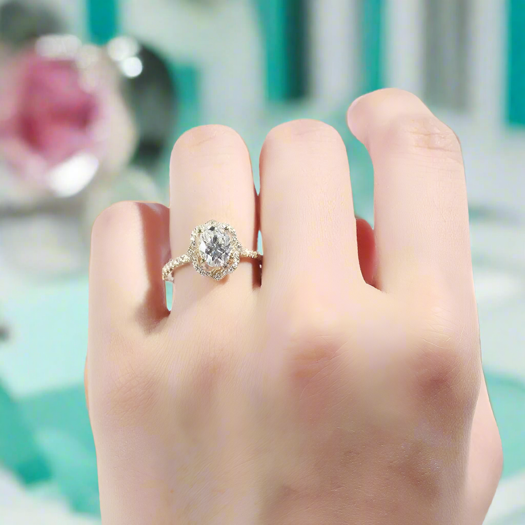 14K Yellow Gold 1.5ct Oval Cut Diamond Engagement Ring-Evani Jewelry