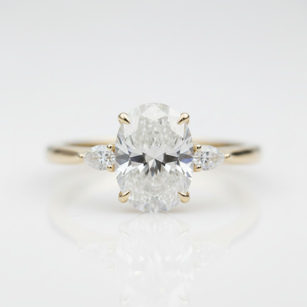 14K Yellow Gold 1ct Oval Cut Diamond Option Engagement Ring - Evani Naomi Jewelry