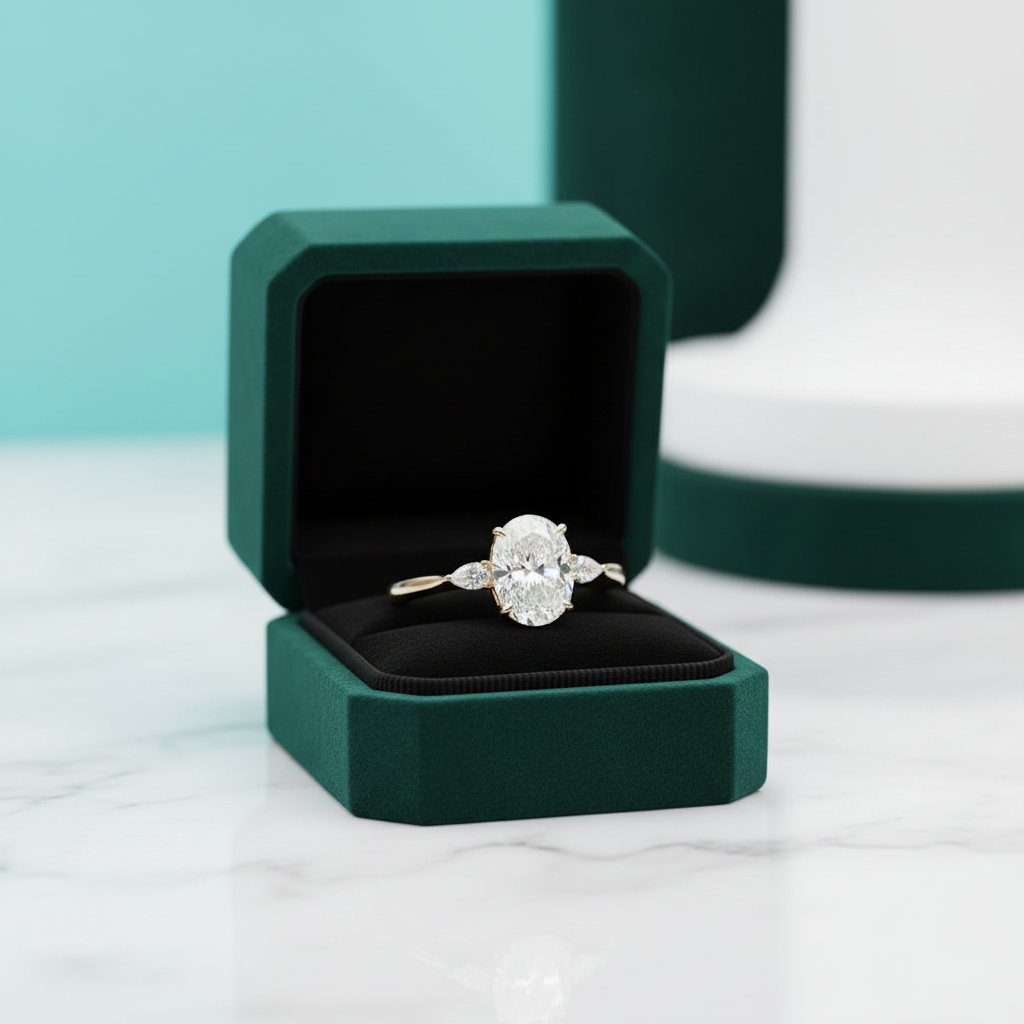 14K Yellow Gold 1ct Oval Cut Diamond Option Engagement Ring - Evani Naomi Jewelry
