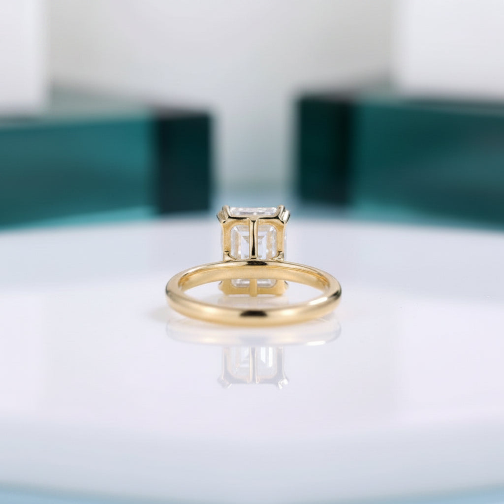 14K Yellow Gold Emerald Cut Diamond Solitaire Engagement Ring-Evani Jewelry