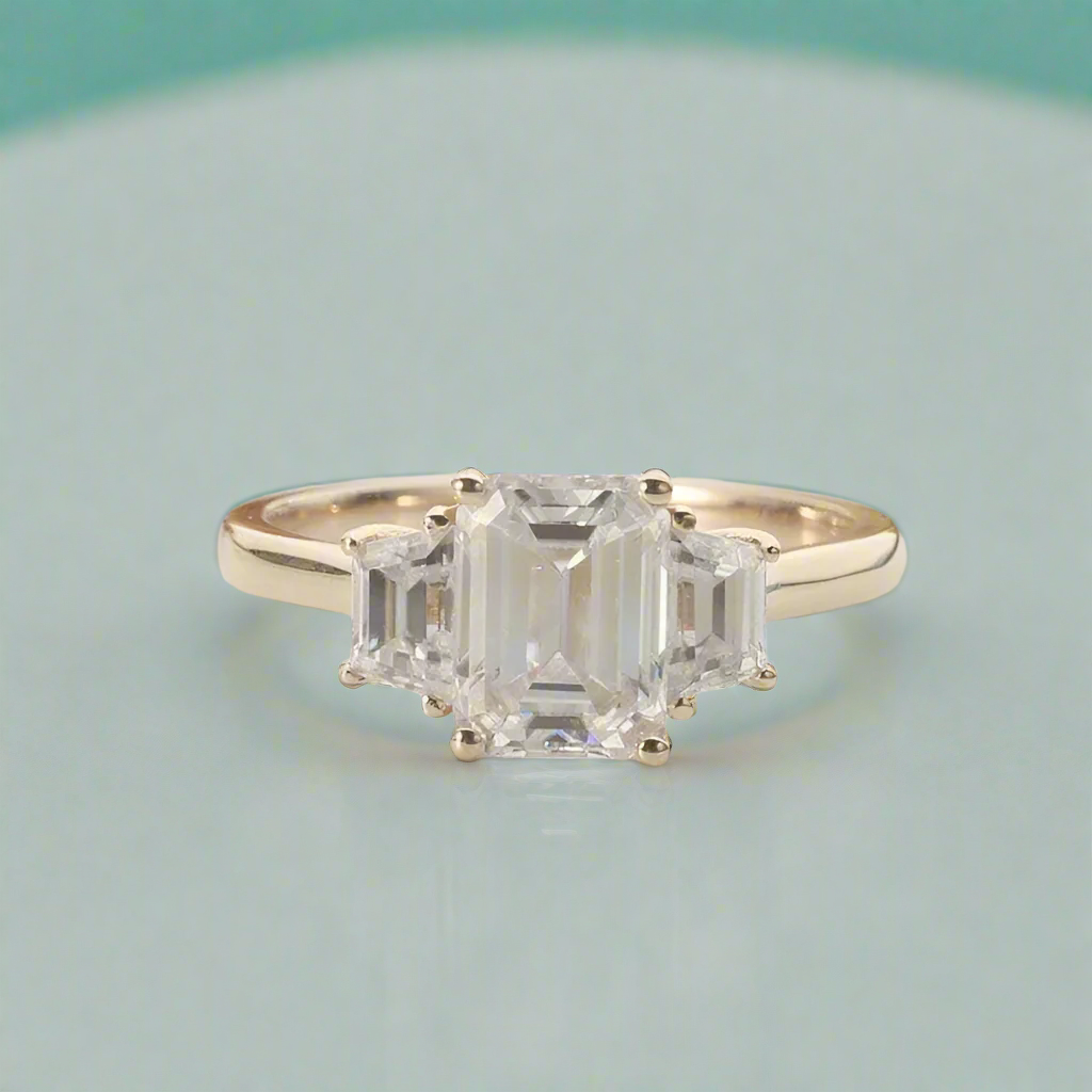 14K Yellow Gold Emerald Cut Engagement Ring-Evani Naomi Jewelry