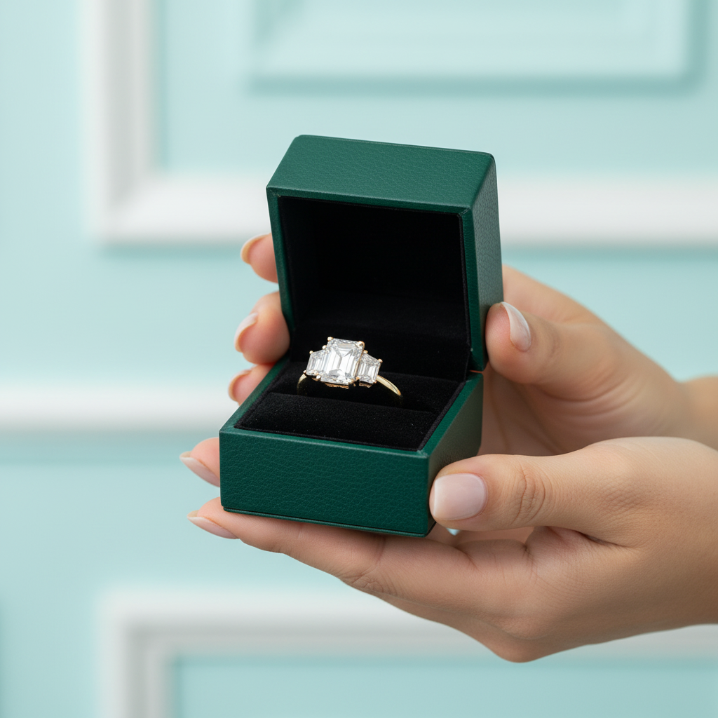 14K Yellow Gold Emerald Cut Engagement Ring - Evani Naomi Jewelry