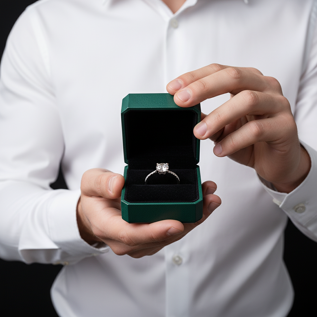14K White Gold Round Cut Diamond Option Engagement Ring