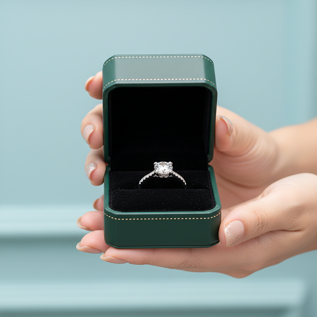 14K White Gold Round Cut Diamond Option Engagement Ring