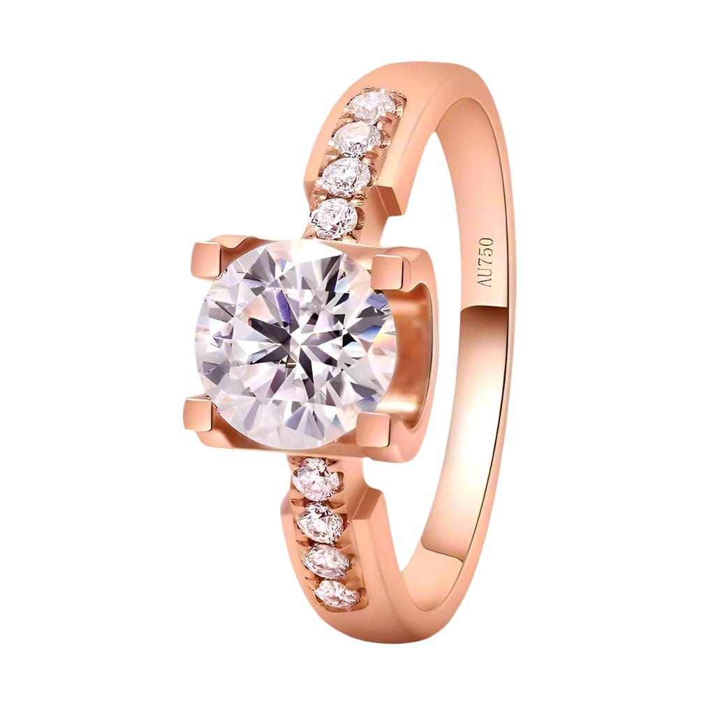 14k Rose Gold 1.0 Ct Round Cut Diamond Engagement Ring-Evani Jewelry