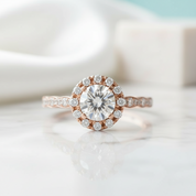 14k Rose Gold 1.0 Ct Round Cut Diamond Engagement Ring-Evani Jewelry