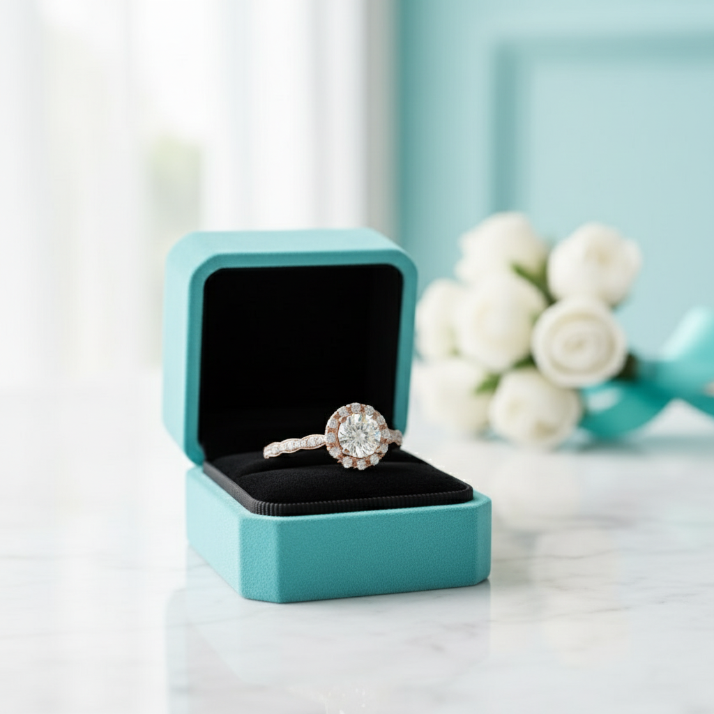 14k Rose Gold 1.0 Ct Round Cut Diamond Engagement Ring-Evani Jewelry