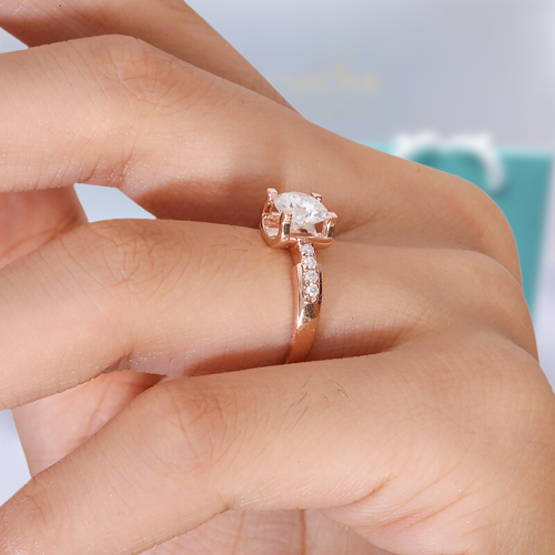 14k Rose Gold 1.0 Ct Round Cut Diamond Engagement Ring-Evani Naomi Jewelry