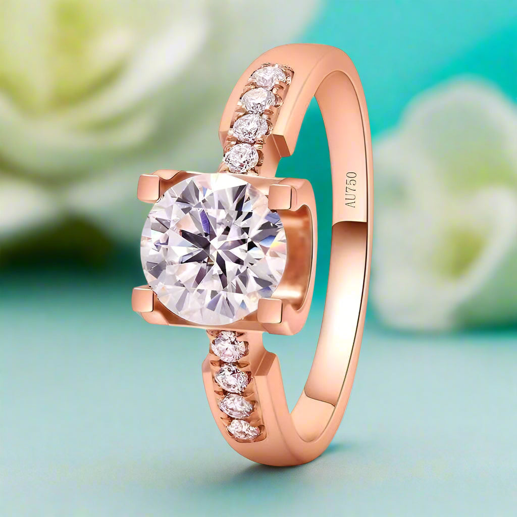 14k Rose Gold 1.0 Ct Round Cut Diamond Engagement Ring-Evani Jewelry