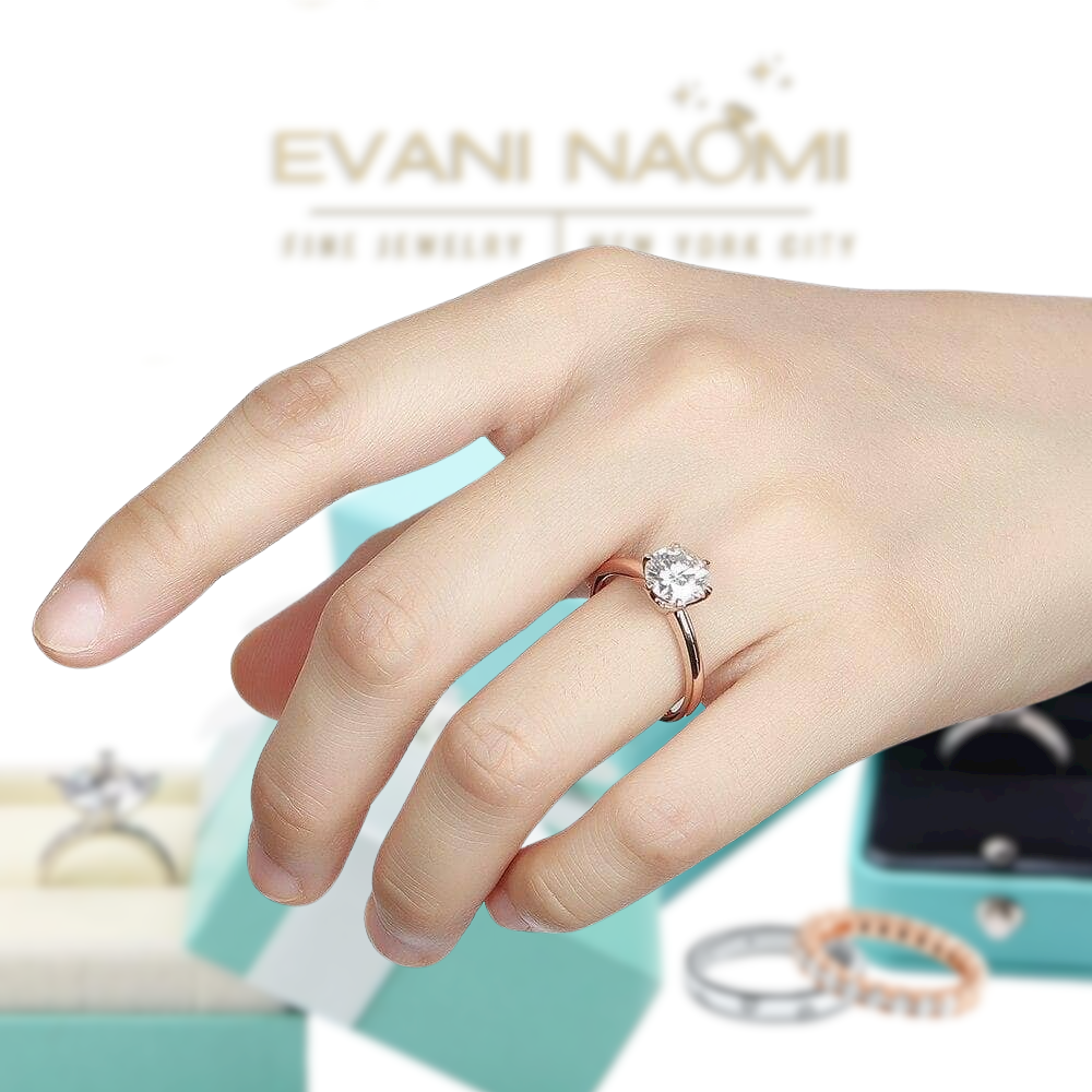 14k Rose Gold 2.0 Ct Round Solitaire Diamond Engagement Ring-Evani Naomi Jewelry