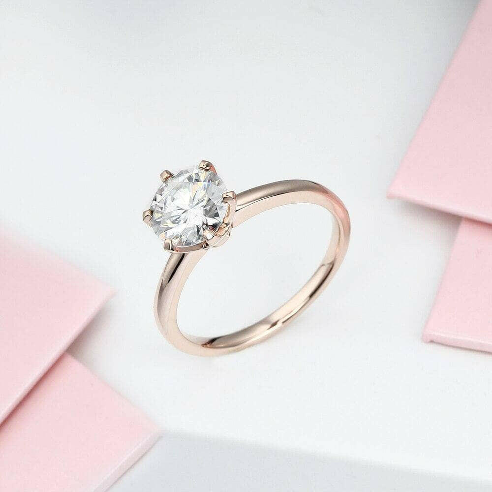 14k Rose Gold 2.0 Ct Round Solitaire Diamond Engagement Ring-Evani Naomi Jewelry