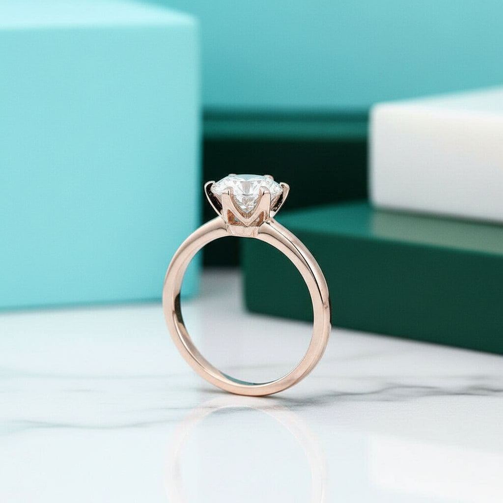 14k Rose Gold 2.0 Ct Round Solitaire Diamond Engagement Ring-Evani Jewelry